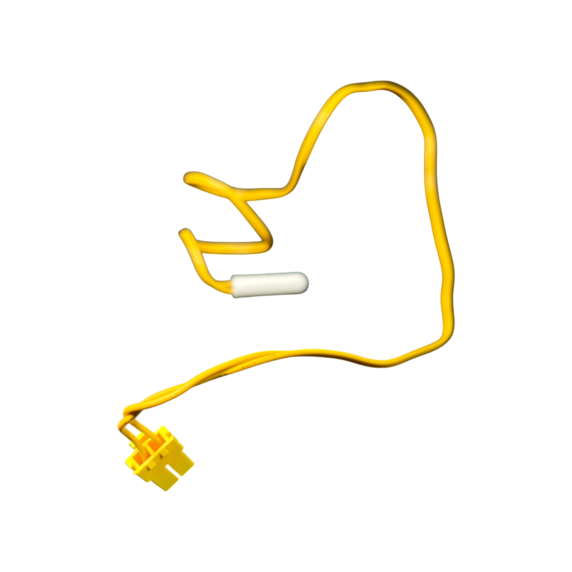 Sensor de temperatura Samsung DA32-00070B NTC con cable amarillo y conector amarillo, cápsula blanca.