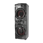 Torre de sonido Hisense HP140 800W vista en ángulo izquierdo con doble woofer y tweeters.