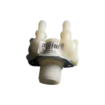 Válvula de agua doble DC62-00311D Samsung, vista frontal de las dos salidas con rosca macho central.