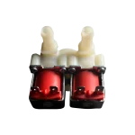Parte inferior de la válvula doble DC62-00311D con dos solenoides rojos en paralelo y terminales eléctricos.
