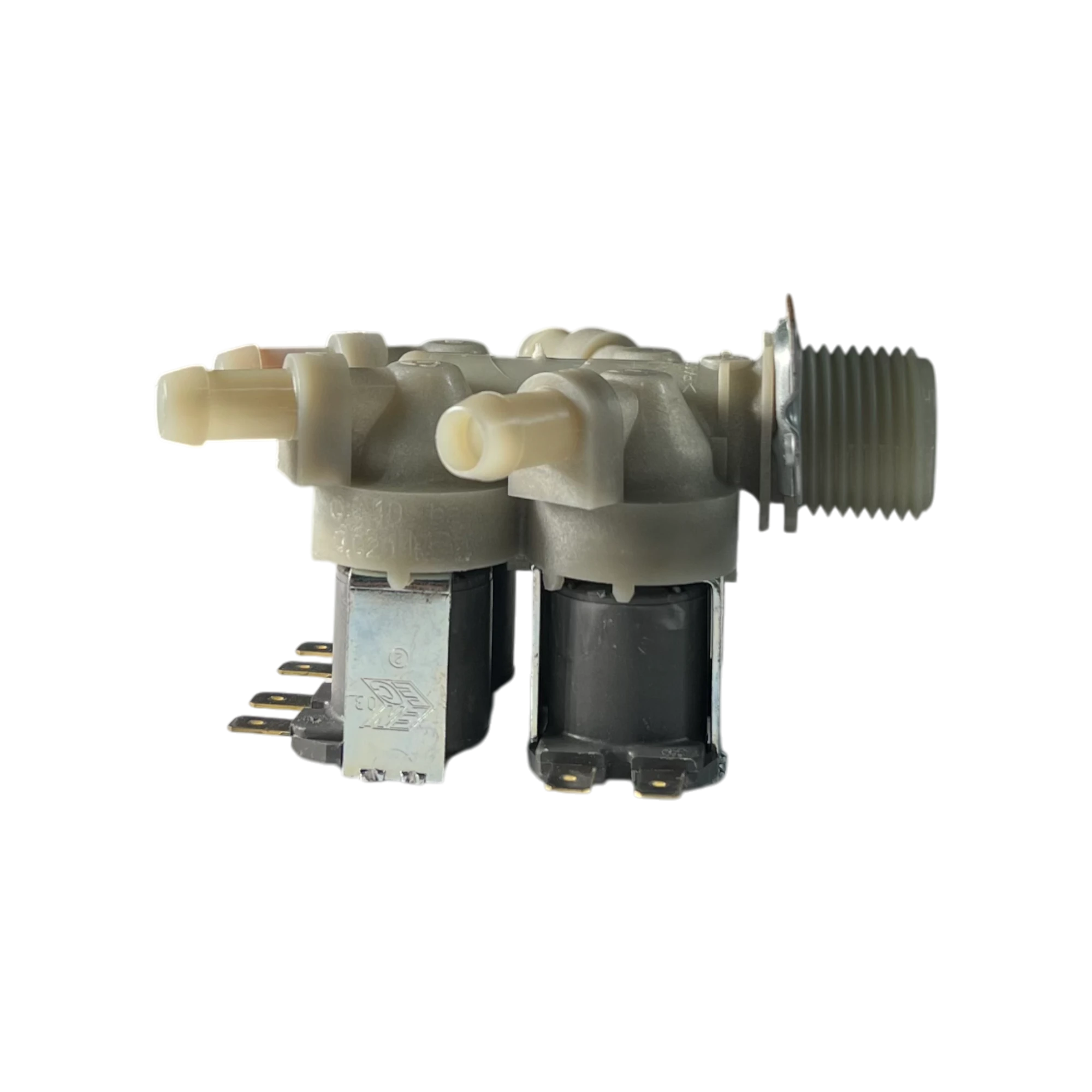 Vista superior de las salidas de la Válvula de entrada de agua 5220FR2008Q para lavadora LG.