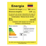 Etiqueta de eficiencia energética RETIQ de la condensadora LG modelo V2IN182C3
