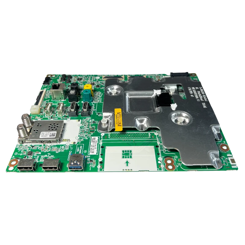 Main Board LG EBR84112103 para TV 65SJ800T Main Board LG EBR84112103 – vista en ángulo con blindaje y zona de puertos