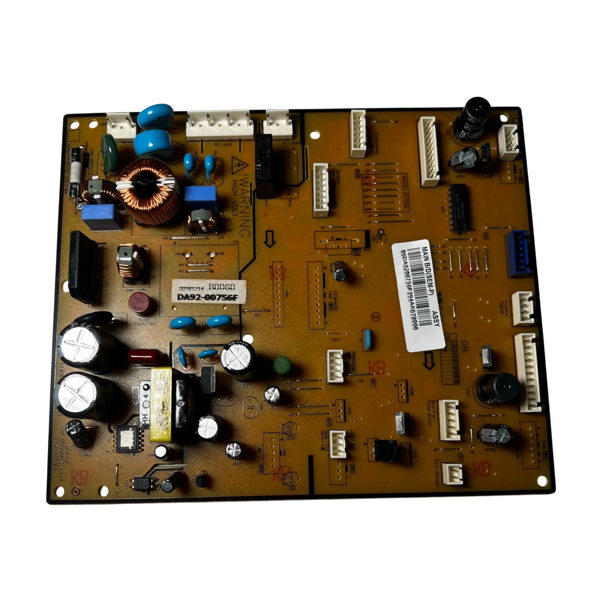 Main Board DA92-00756F Samsung para refrigerador, tarjeta de control vista superior