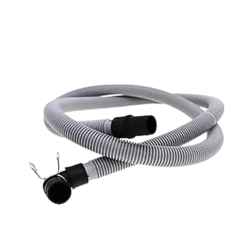 Manguera de desagüe Samsung DC97-02250F original para lavadora Manguera de desagüe Samsung DC97-02250F original en TPE, versión NO-SPONGE para lavadora, vista enrollada con codo y soporte
