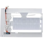 Bandeja del fabricador de hielo LG AEQ72909603 con embudo de llenado y arnés lateral.