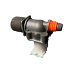 Válvula DC62-00217E original para lavadora Samsung Válvula de entrada de agua DC62-00217E para lavadora Samsung vista lateral con conector naranja y rosca gris