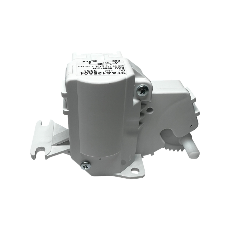 Motor EAU59551204 para dispensador de hielo LG – Lado izquierdo Motor de puerta del conducto dispensador de hielo LG EAU59551204, vista lateral