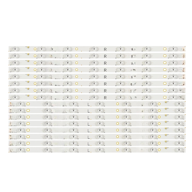 Vista frontal del kit de 16 barras LED compatible con Panasonic TC-55DX650W.