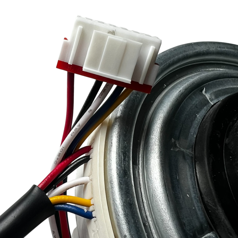 Detalle de conector y cables del motor Fan Brushless DC ZWF-30 para aire acondicionado