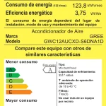 Acondicionador de Aire GREE GWC12AUCXD-S6DNA1D: Eficiencia Energética A Etiqueta de eficiencia energética de un acondicionador de aire GREE