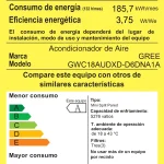 Etiqueta de eficiencia energética de acondicionador de aire GREE modelo GWC18AUDXD-D6DNA1A