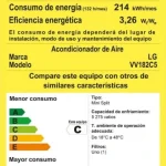 Acondicionador de Aire LG VV182C5 Eficiencia Energética Etiqueta de eficiencia energética del acondicionador de aire LG VV182C5