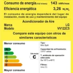 Etiqueta de eficiencia energética del acondicionador de aire LG VVT22C5
