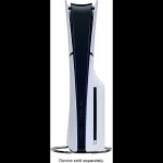 Imagen de la consola PlayStation 5 con diseño vertical y base de soporte