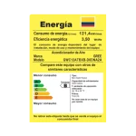 Etiqueta de eficiencia energética de aire acondicionado GREE modelo GWC12ATBXB-D6DNA2A con clasificación B y consumo de 121,4 kWh/mes