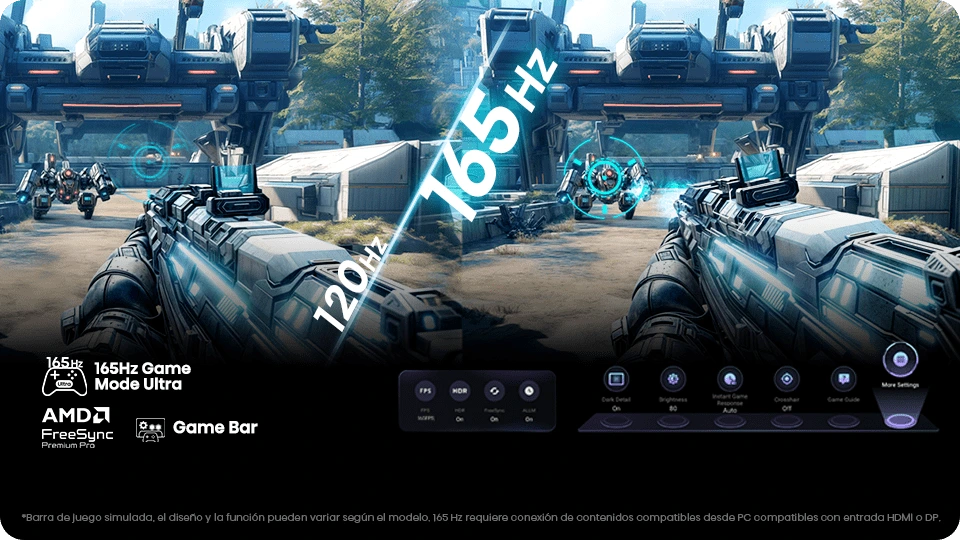 VRR nativo de 165 Hz