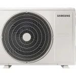 Aire acondicionado Samsung exterior con ventilador grande y diseño compacto