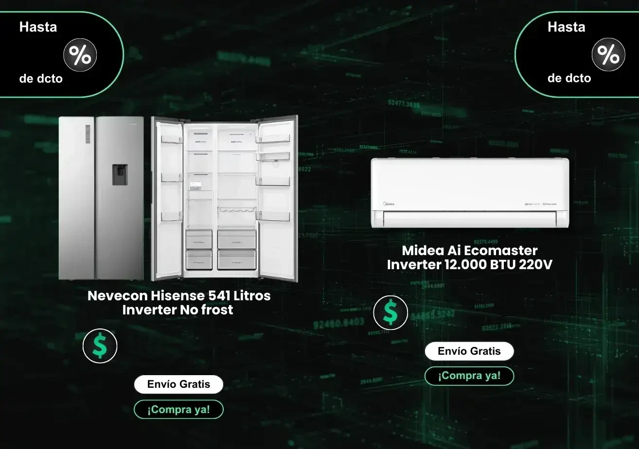 electrodomsticos de alta eficiencia refrigerador nevecon hisense 541l y aire acondicionado midea ai