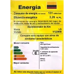 Etiqueta de eficiencia energética del aire acondicionado LG V122WIN, mostrando su clasificación y características