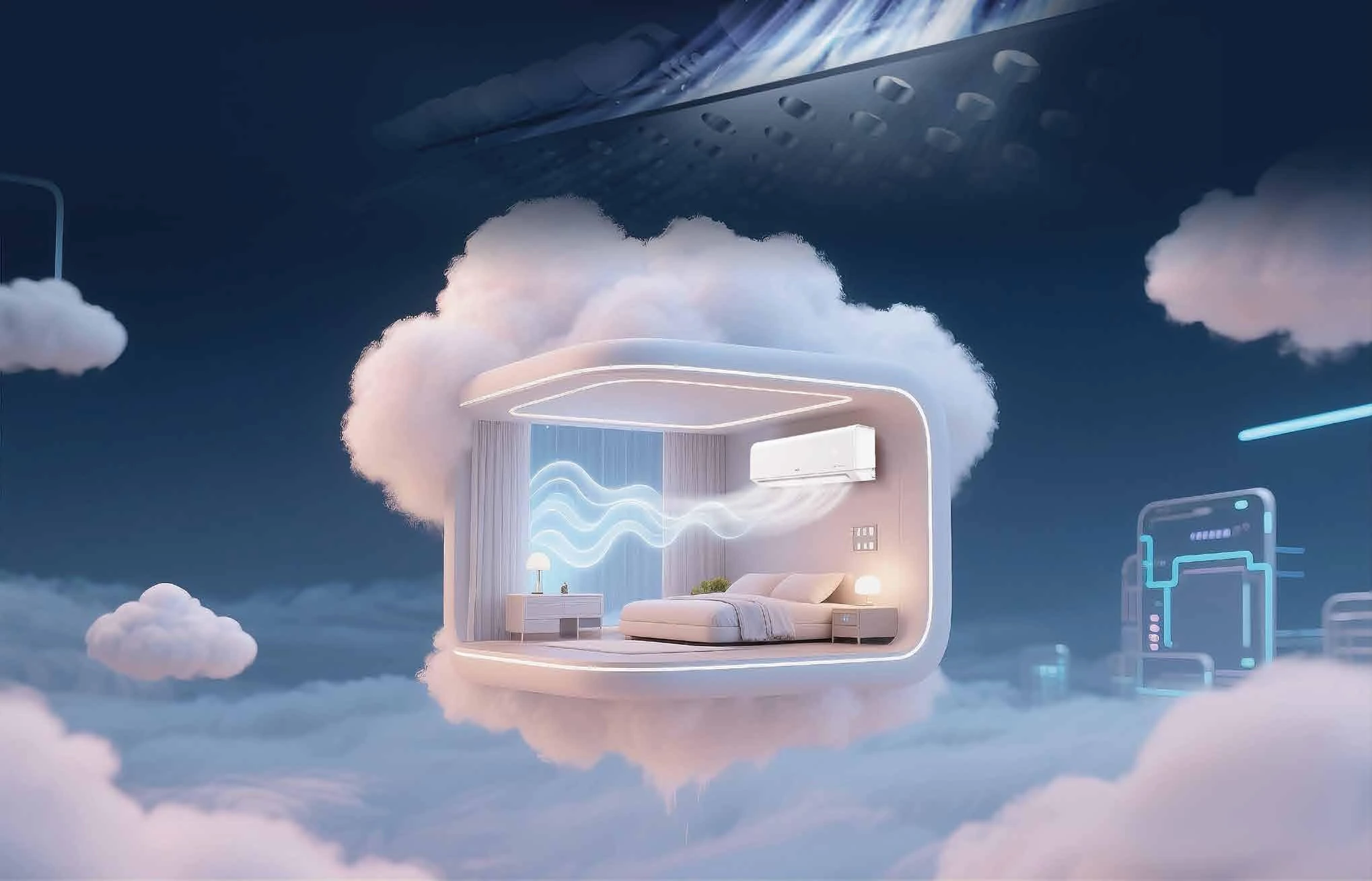 habitacin flotante con aire acondicionado inteligente