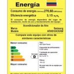 Etiqueta de eficiencia energética del aire acondicionado Samsung Inverter R32 ECOWIND