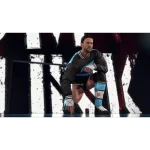 Luchador en acción, ropa de lucha libre, atleta en entrenamiento Imagen de un luchador profesional en una pose dinámica, vistiendo un traje de lucha con colores azul y negro, listo para la acción en el ring