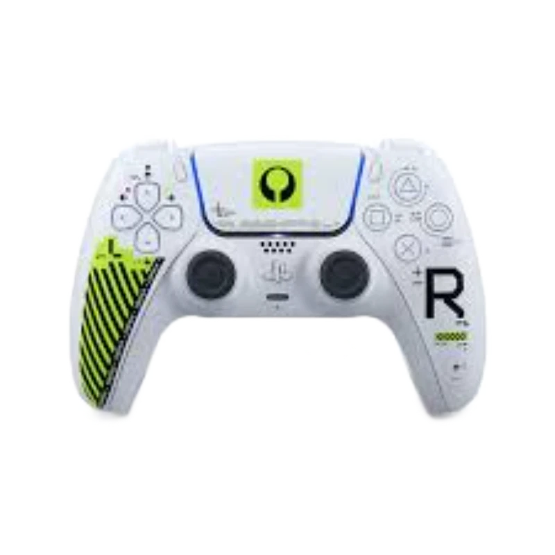 Mando de juegos con diseño único y personalizado para gamers Mando de juegos blanco con detalles en verde y negro, ideal para jugadores profesionales
