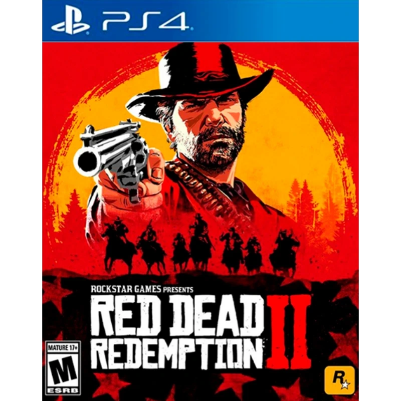Red Dead Redemption 2 PS4 – Juego de Acción y Aventura del Oeste Portada de Red Dead Redemption 2 para PS4, con un hombre del oeste apuntando con una pistola