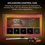 Imagen de la aplicación Control Hub en una pantalla, mostrando un mando de Xbox y opciones de configuración
