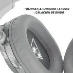 Auriculares grises con almohadillas cómodas y cancelación de ruido, diseño elegante