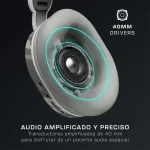 Auriculares con transductores amplificados de 40 mm para audio espacial