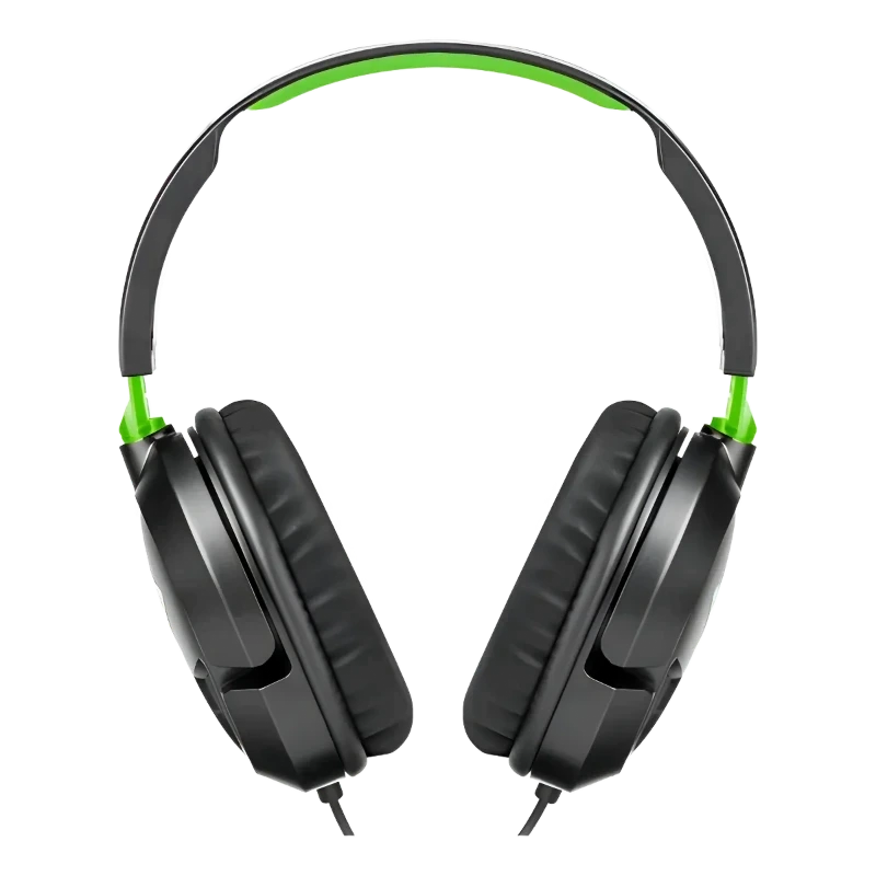 Auriculares negros con detalles verdes y diseño ergonómico para gamers