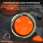 Controles de audio integrados para juegos con botón de silencio y ajustes de volumen