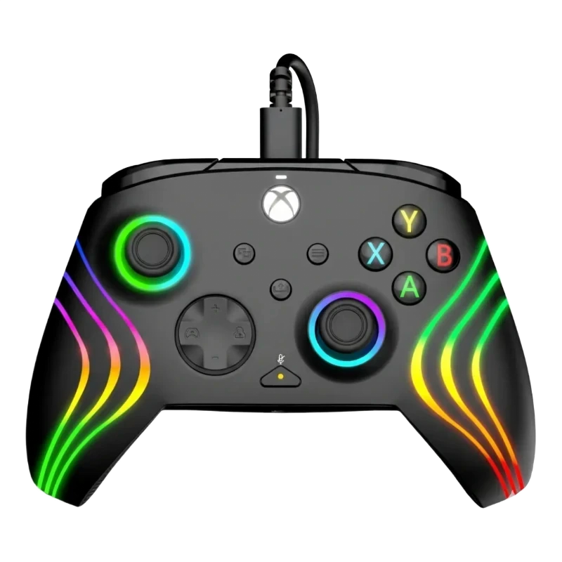 Mando de Xbox con diseño de luces LED multicolor, ideal para gamers