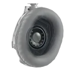 Turbo de motor con vista interna transparente mostrando componentes