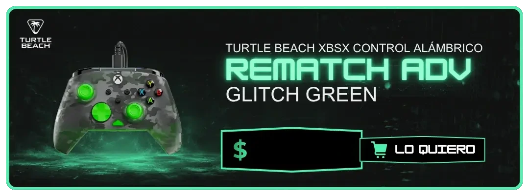 Control Alámbrico Turtle Beach XBSX Rematch Adv Glitch Green
